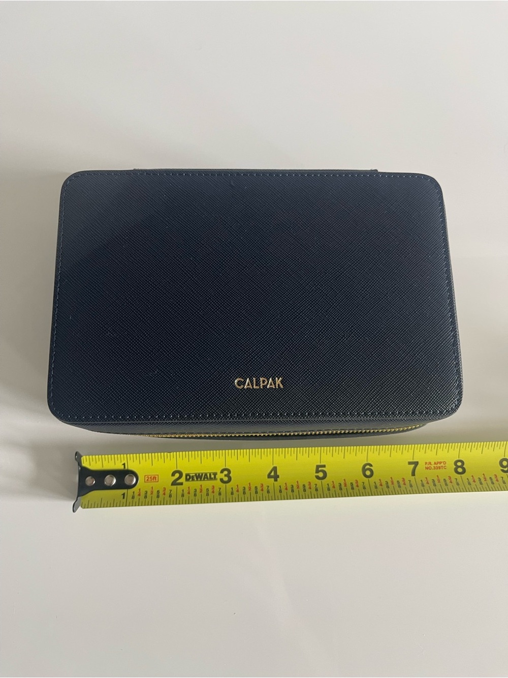 Calpak Navy and Gold Travel Jewelry Case